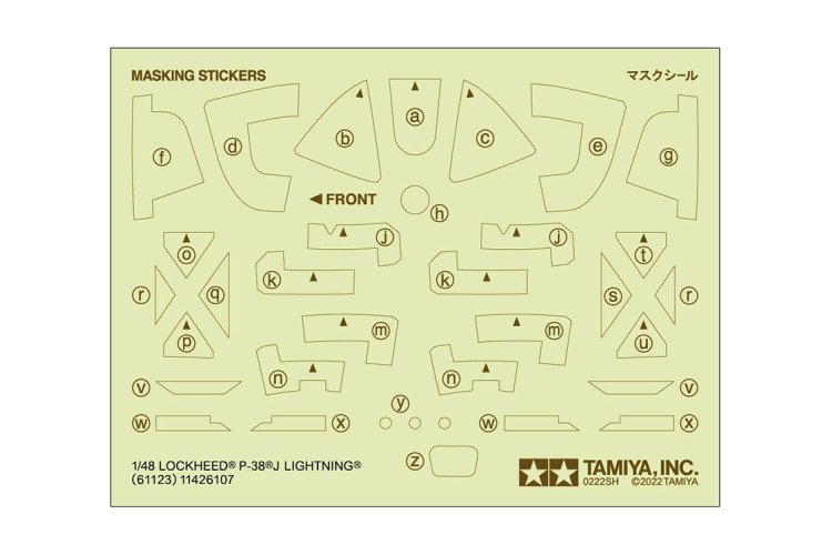 1:48 Tamiya 61123 US Lockheed P-38 J Lightning - Tam61123 mask - TAM61123