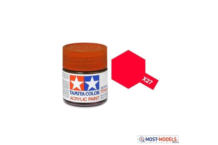 Tamiya X-27 Red Clear - Gloss - Acryl - 10ml - Tam81527 1 - TAM81527-XS