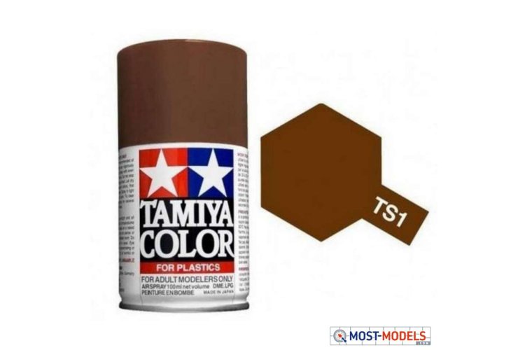 Tamiya TS-1 Red Brown - Matt - Acryl Spray - 100ml - Tam85001 ts1 red brown 1 - TAM85001