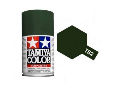 Tamiya TS-2 Dark Green - Matt - Acryl Spray - 100ml - Tam85002ts2 dark green - TAM85002