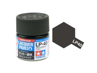 Tamiya LP-40 Black Metallic - Gloss - Lacquer Paint - 10ml - Tamiya lp40 - TAM82140-XS