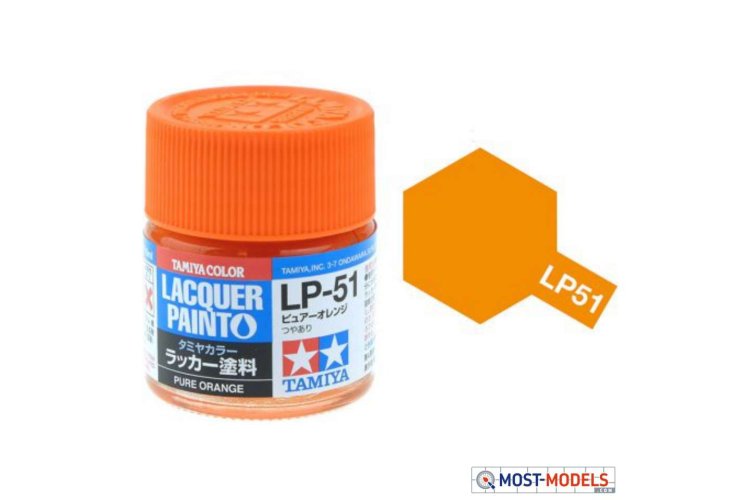 Tamiya LP-51 Pure Orange - Gloss - Lacquer Paint - 10ml - Tamiya lp51 1 - TAM82151-XS