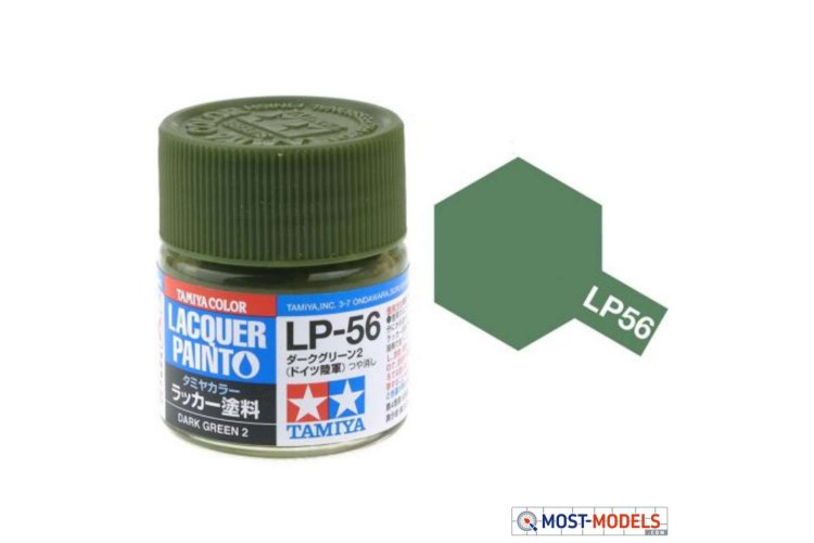 Tamiya LP-56 Dark Green 2 - Matt - Lacquer Paint - 10ml - Tamiya lp56 1 - TAM82156-XS