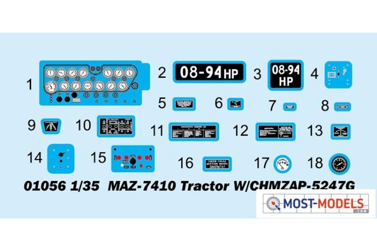 1:35 Trumpeter 01056 MAZ-7410 Tractor W/CHMZAP-5247G - Tru01056 2 - TRU01056