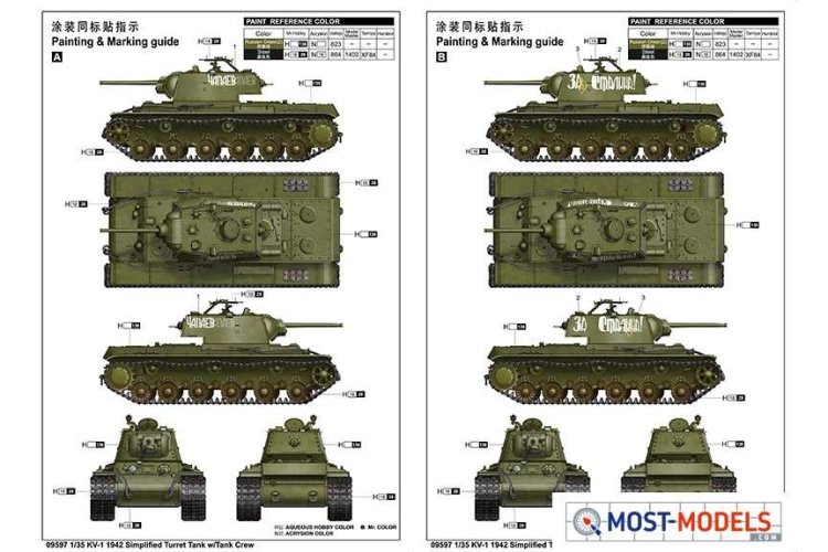 1:35 Trumpeter 09597 KV-1 1942 Simplified Turret Tank w/Tank Crew - Tru09597 3 - TRU09597