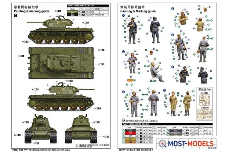 1:35 Trumpeter 09597 KV-1 1942 Simplified Turret Tank w/Tank Crew - Tru09597 4 - TRU09597