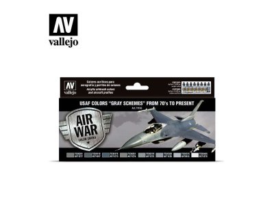 Vallejo 71156 USAF colors “Grey Schemes” - Acryl Set - Usaf colors grey schemes from 70 to present vallejo airwar 71156 - VAL71156-XS