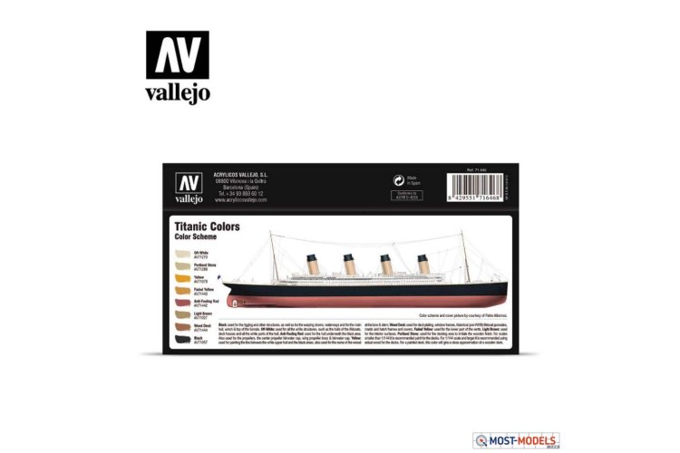 Vallejo 71646 Titanic Ship Colors - Acryl Set - Val71646 vallejo navy titanic 71646 back 1 - VAL71646-XS