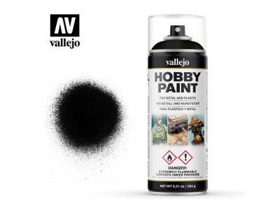 Vallejo 28012 Black Primer - Spray - 400ml - Vallejo hobby spray paint 28012 black - VAL28012