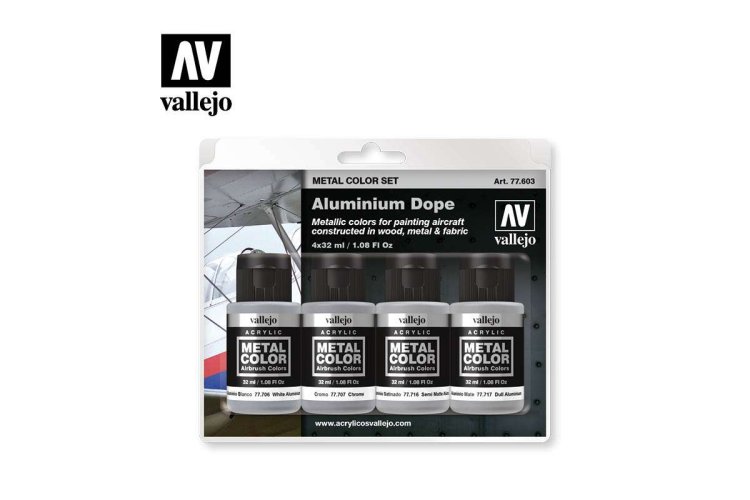 Vallejo 77603 Aluminium Dope - Metal Color Set - Vallejo metal color aluminium dope set 1 - VAL77603