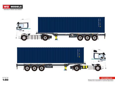 1:50 WSI Models - Van der Most - Mercedes Actros - Trailer & 40FT Container - Van der most mercedes benz actros big s - WSIVDM