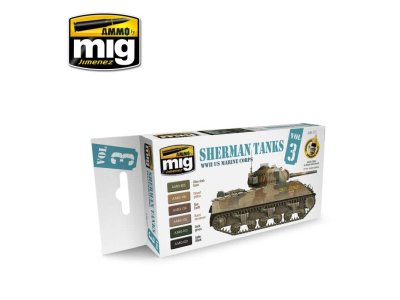 AMMO MIG 7171 Sherman Tanks Vol.3 (WWII US Marine Corps) - Acryl Set - Wwii us marine corps sherman tanks - MIG7171-XS