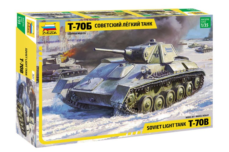 1:35 Zvezda 3631 T-70 Soviet Light Tank - Zvz3631sovetskiy legkiy tank t 70b 1 - ZVZ3631