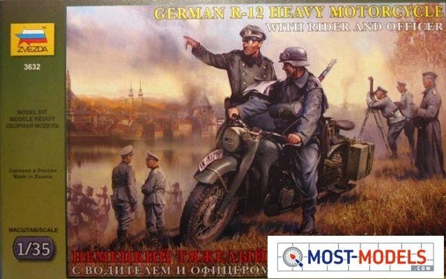 1:35 Zvezda 3632 German R12 Heavy Motorcycle Single - Zvz3632 1 2  - ZVZ3632