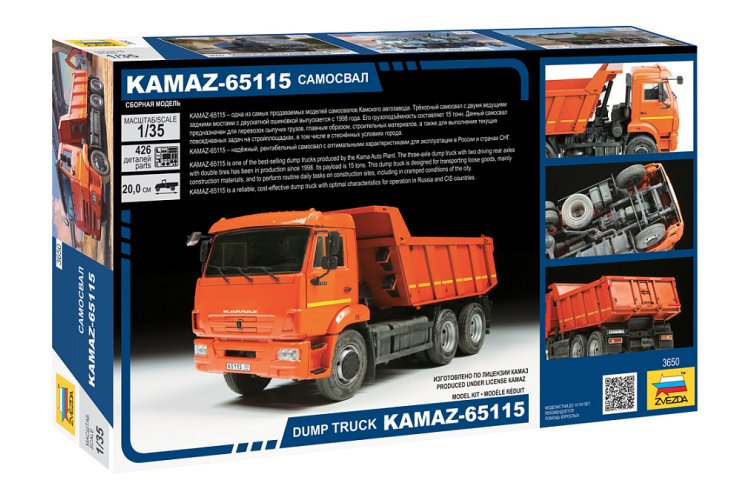 1:35 Zvezda 3650 Dump Truck Kamaz 65115 - Zvz3650 fx back - ZVZ3650