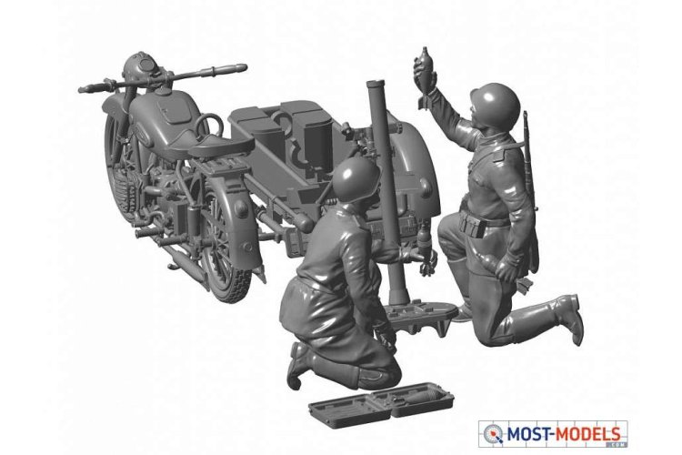 1:35 Zvezda 3651 Soviet motorcycle M-72 with 82-mm Mortar - Zvz3651 1 - ZVZ3651