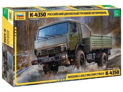 1:35 Zvezda 3692 Russian 2-Axle Military Truck K-4350 - Zvz3692 rossiyskiy dvukhosnyy gruzovoy avtomobil k 4350 - ZVZ3692