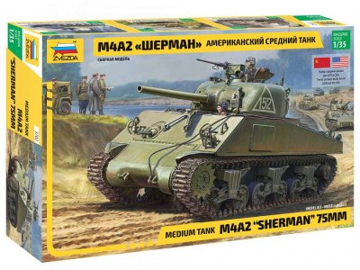 1:35 Zvezda 3702 M4 A2 Sherman Tank - Zvz3702 - ZVZ3702