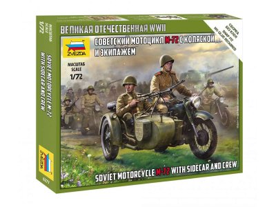 1:72 Zvezda 6277 Soviet motorcycle M-72 with sidecar and crew - Zvz6277 w face - ZVZ6277