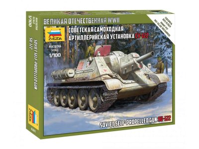 1:100 Zvezda 6281 Soviet Self-Propelled Gun SU-122 - Snap Fit kit - Zvz6281sovetskaya samokhodnaya artilleriyskaya ustanovka su 122 - ZVZ6281