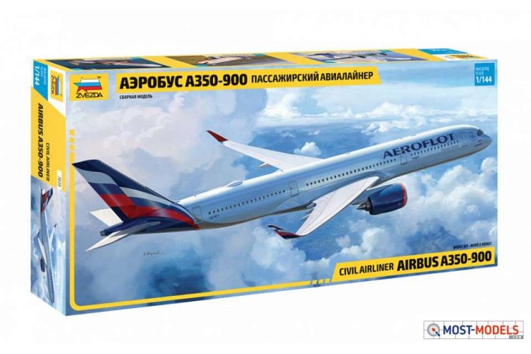 1:144 Zvezda 7039 Airbus A 350-900 Plane - Zvz7039 passazhirskiy avialayner aerobus a350 900 1 - ZVZ7039