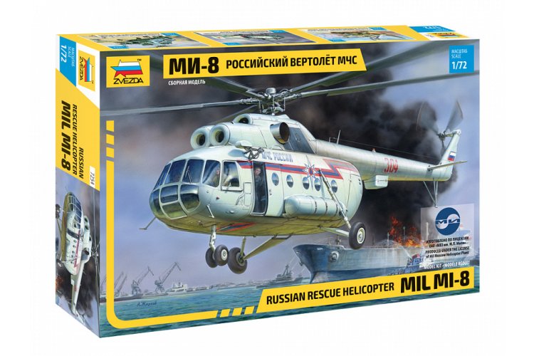 1:72 Zvezda 7254 Mil Mi-8 Hip - MCHS - Russian Rescue Helicopter - Zvz7254 1 - ZVZ7254